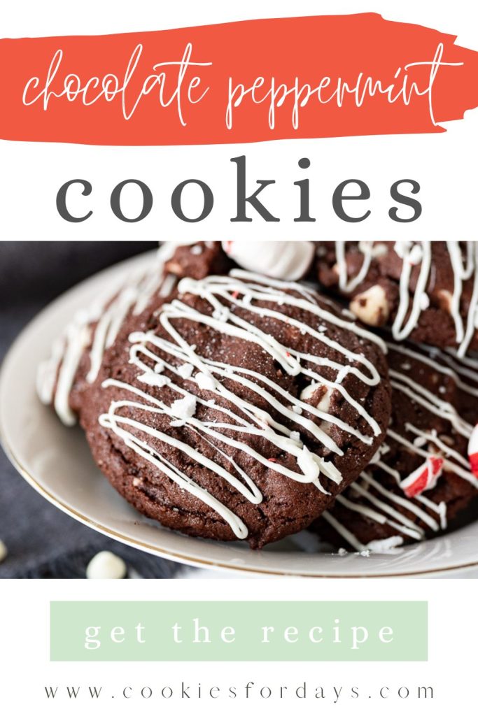 pin image for chocolate peppermint cookies with text overlay.