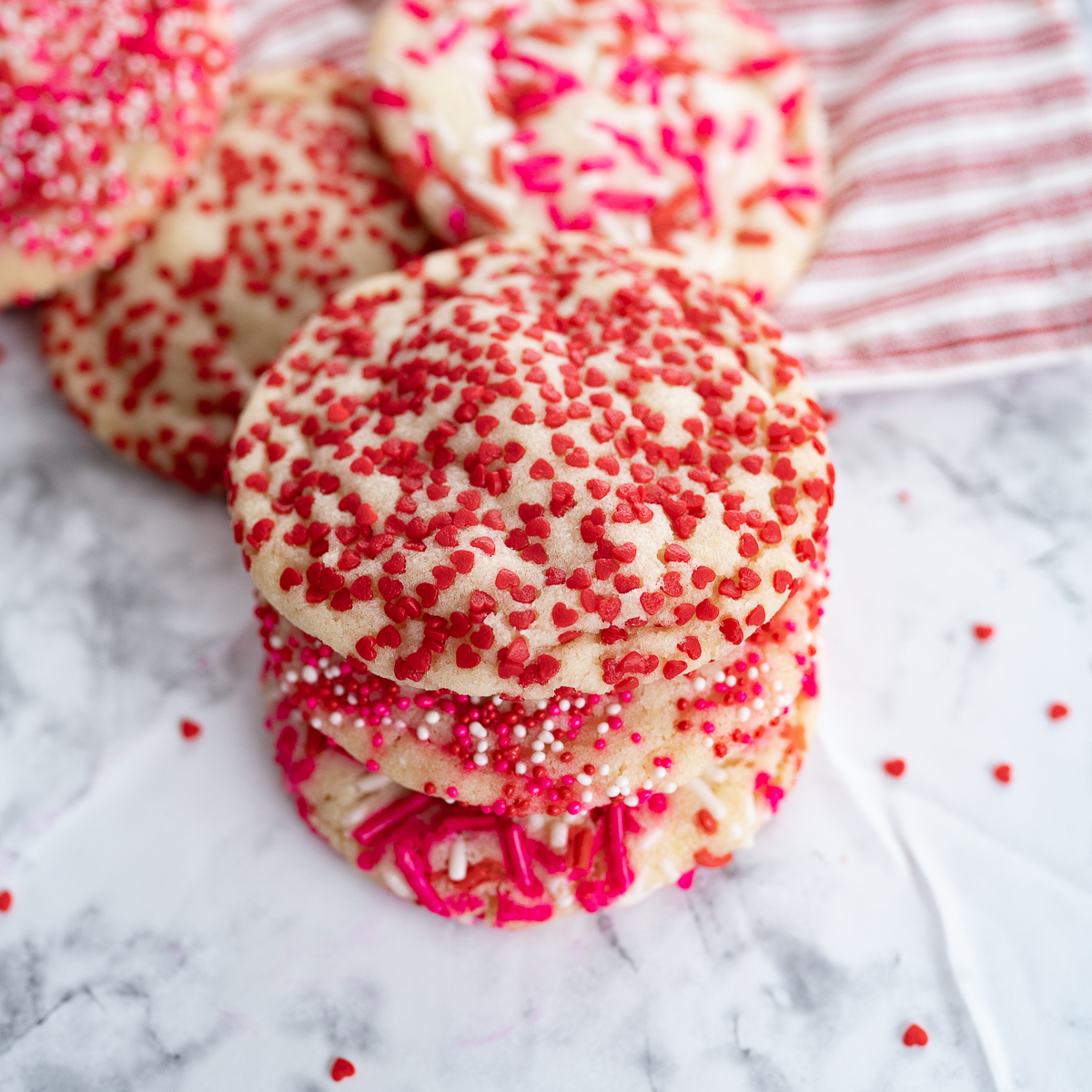 Valentines Sugar Cookies with Sprinkles