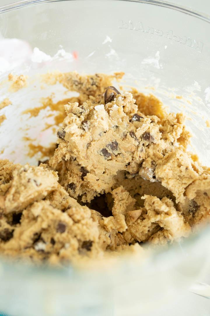 Mixing bowl of Reese’s Peanut Butter Cookie dough. 