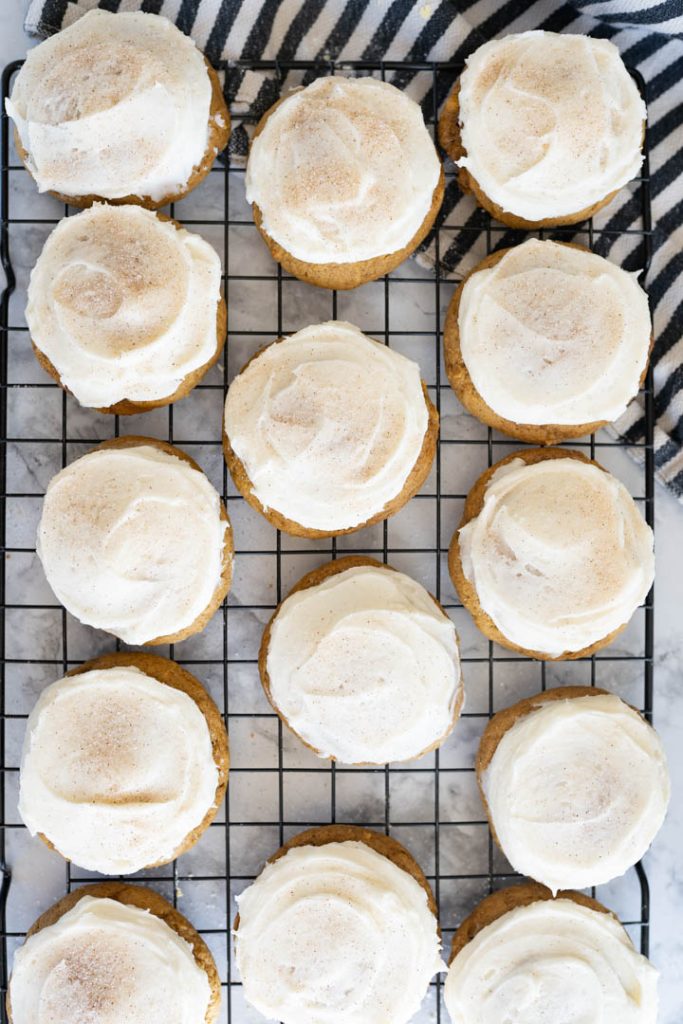 Pumpkin Cookies with Cream Cheese Frosting - Cookies for Days