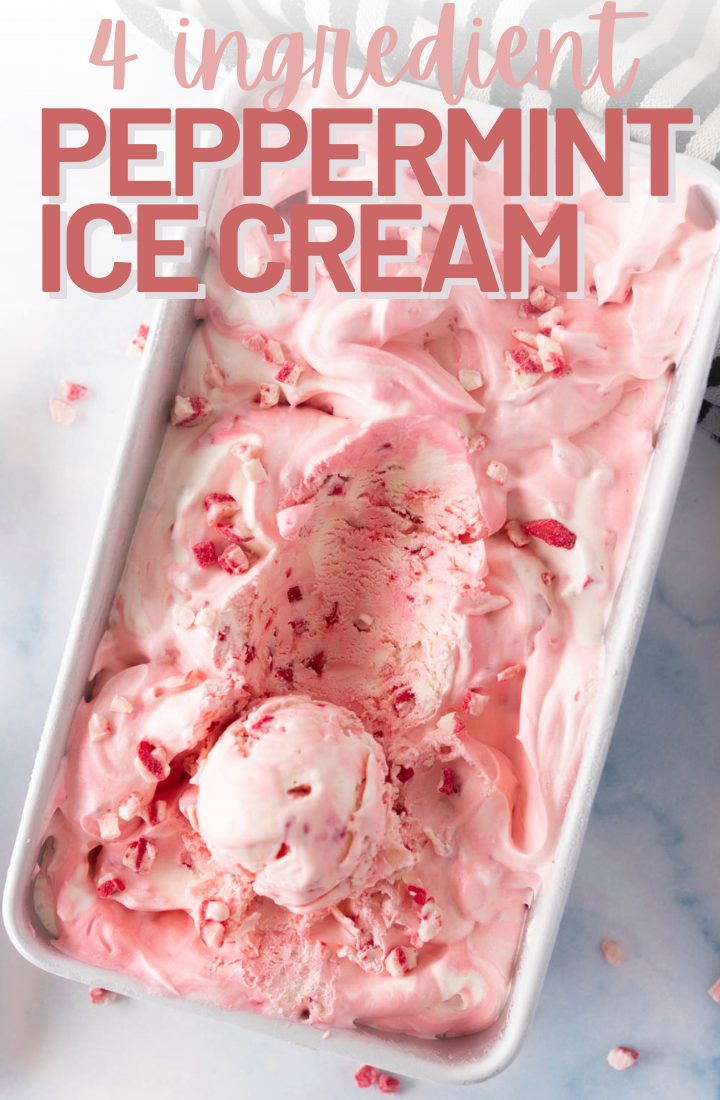 pin image for peppermint ice cream with text overlay. 