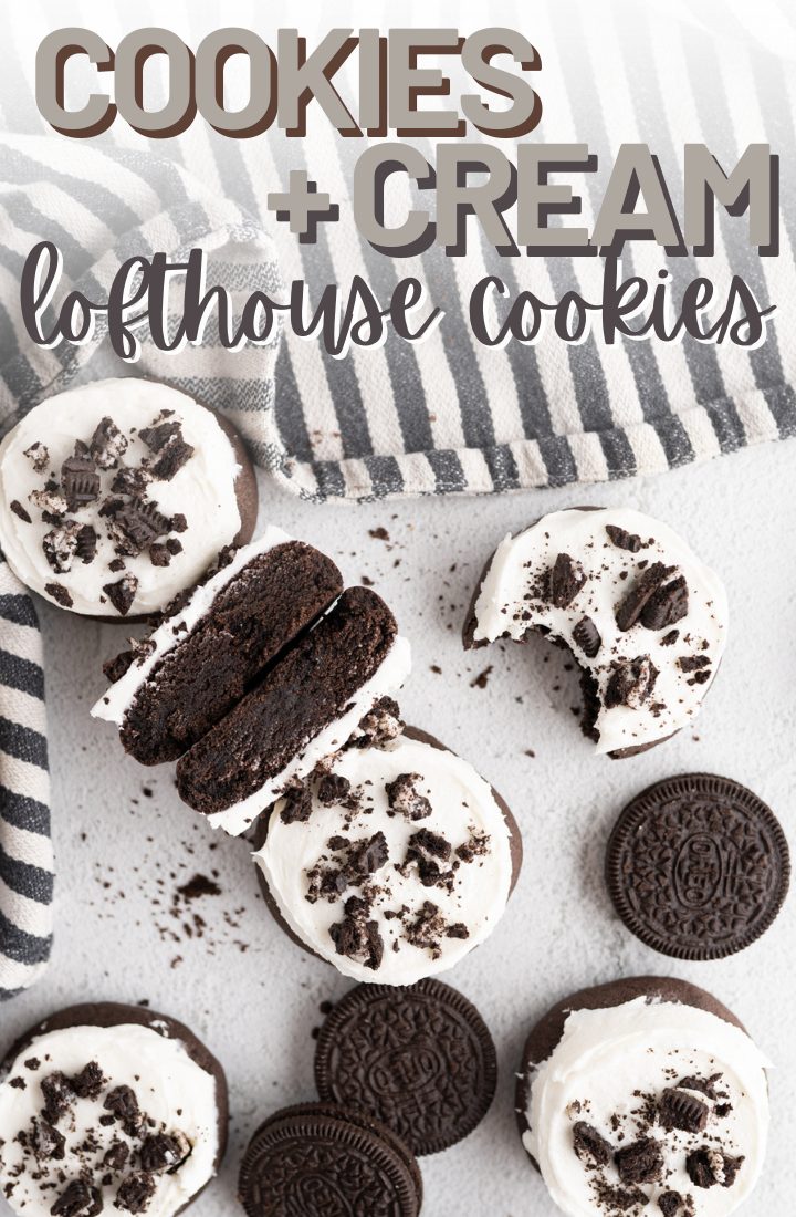 A counter filled with cookies and cream lofthouse cookies.