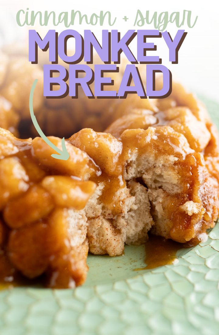Pin image for monkey bread with text overlay. 