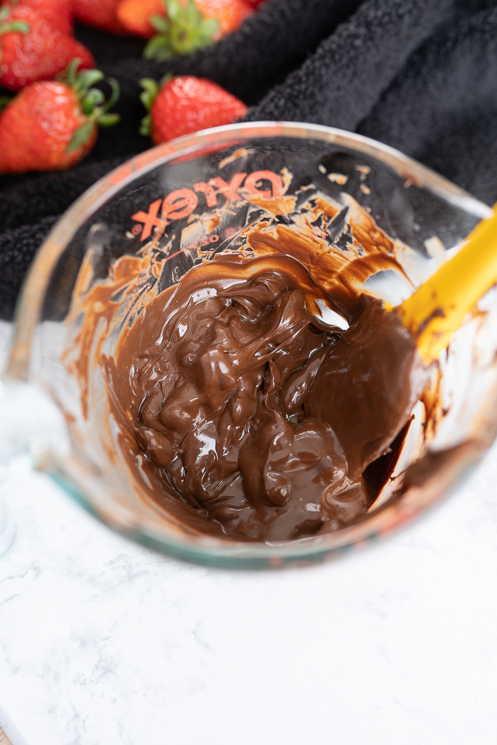 Chocolate batter for molten lava cakes. 