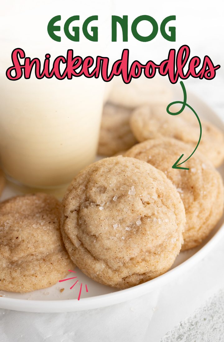 Egg nog snickerdoodle christmas cookie on plate. 