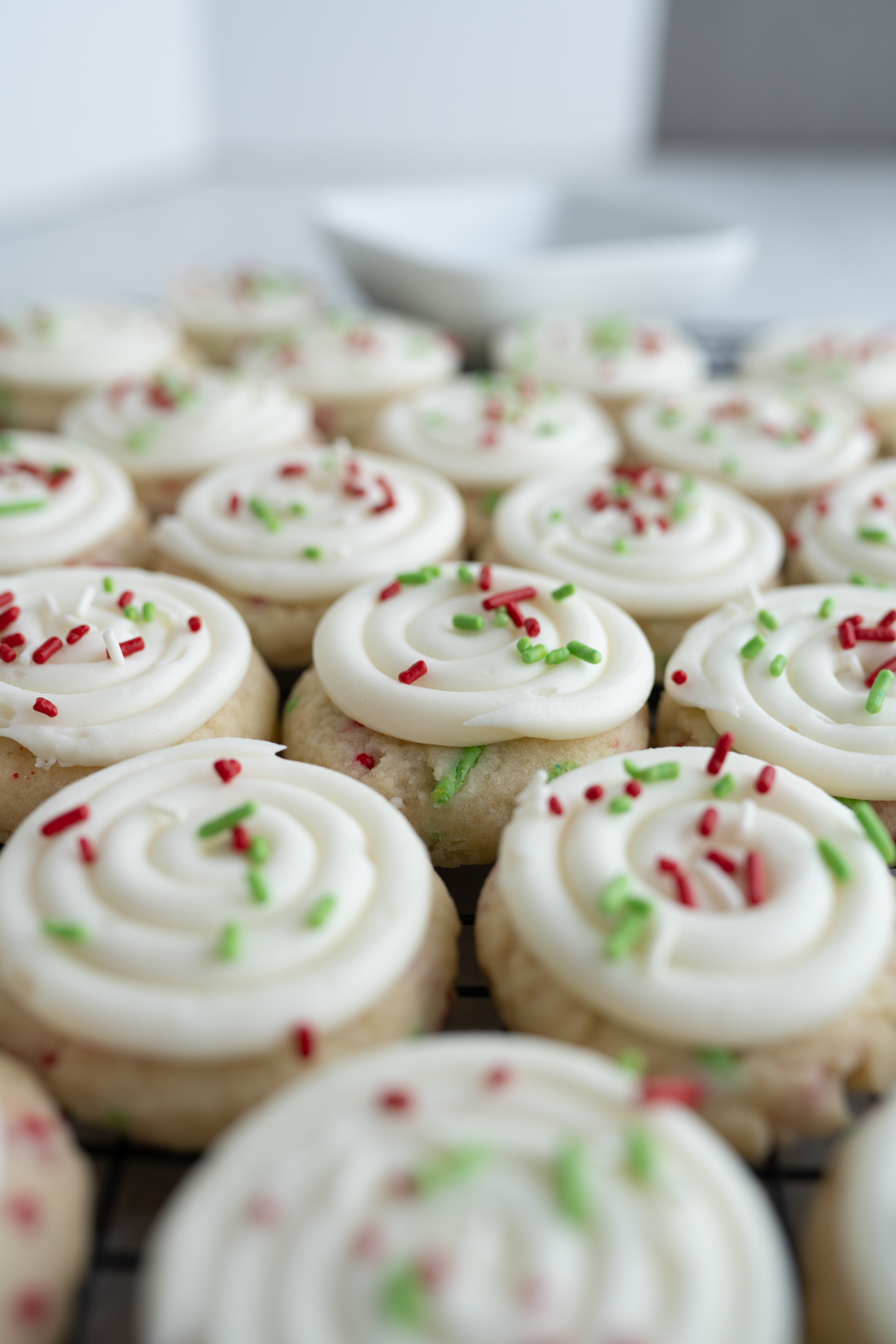 Side view of cake batter cookies. 