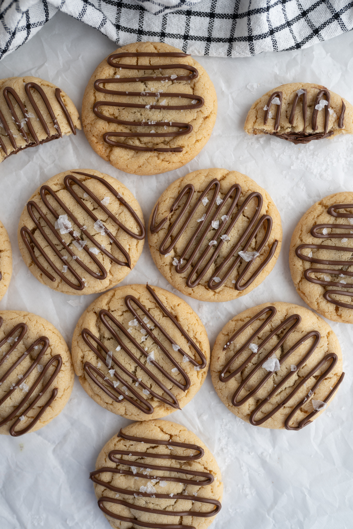 Aerial view of hazlenut cookies on the counter. 