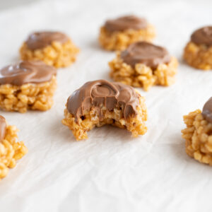 Famous scotcharoo bars made into cookie shapes.