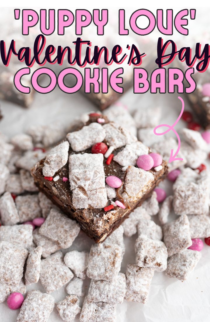 A chocolate peanut butter Valentine's Cookie bar.
