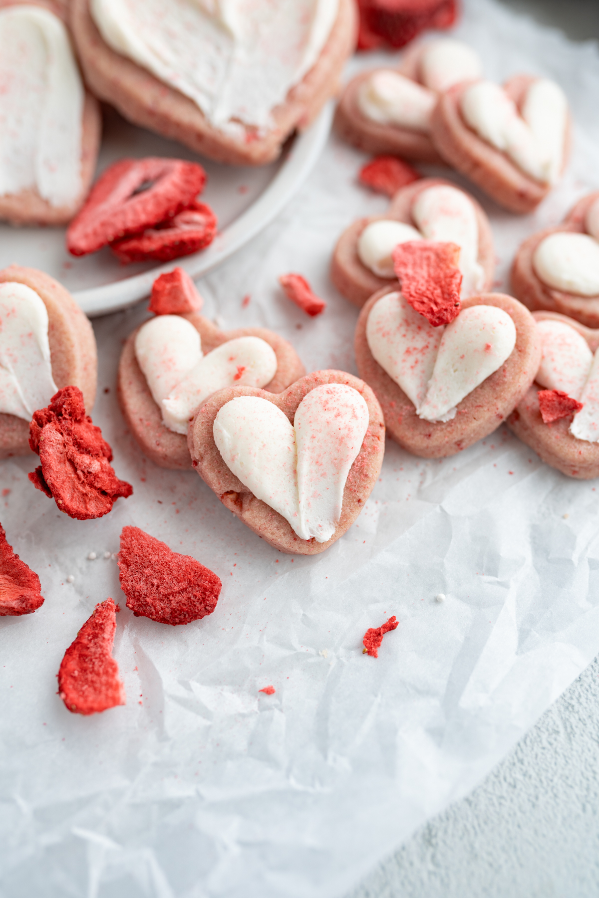 Strawberry cookies with freeze dried strawberries. 