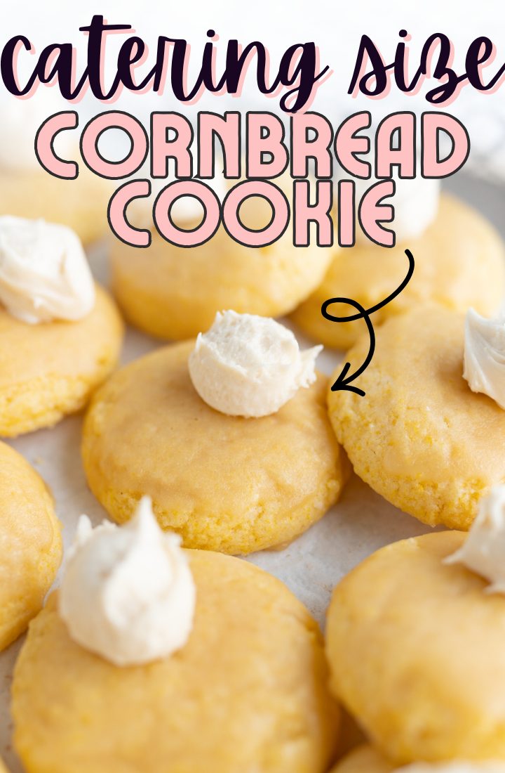 Close up of a copycat of the Crumbl Cornbread Cookie (the mini catering size!).