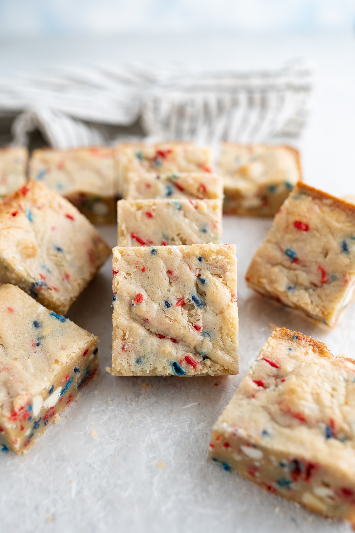 patriotic desserts stacked on their sides. 