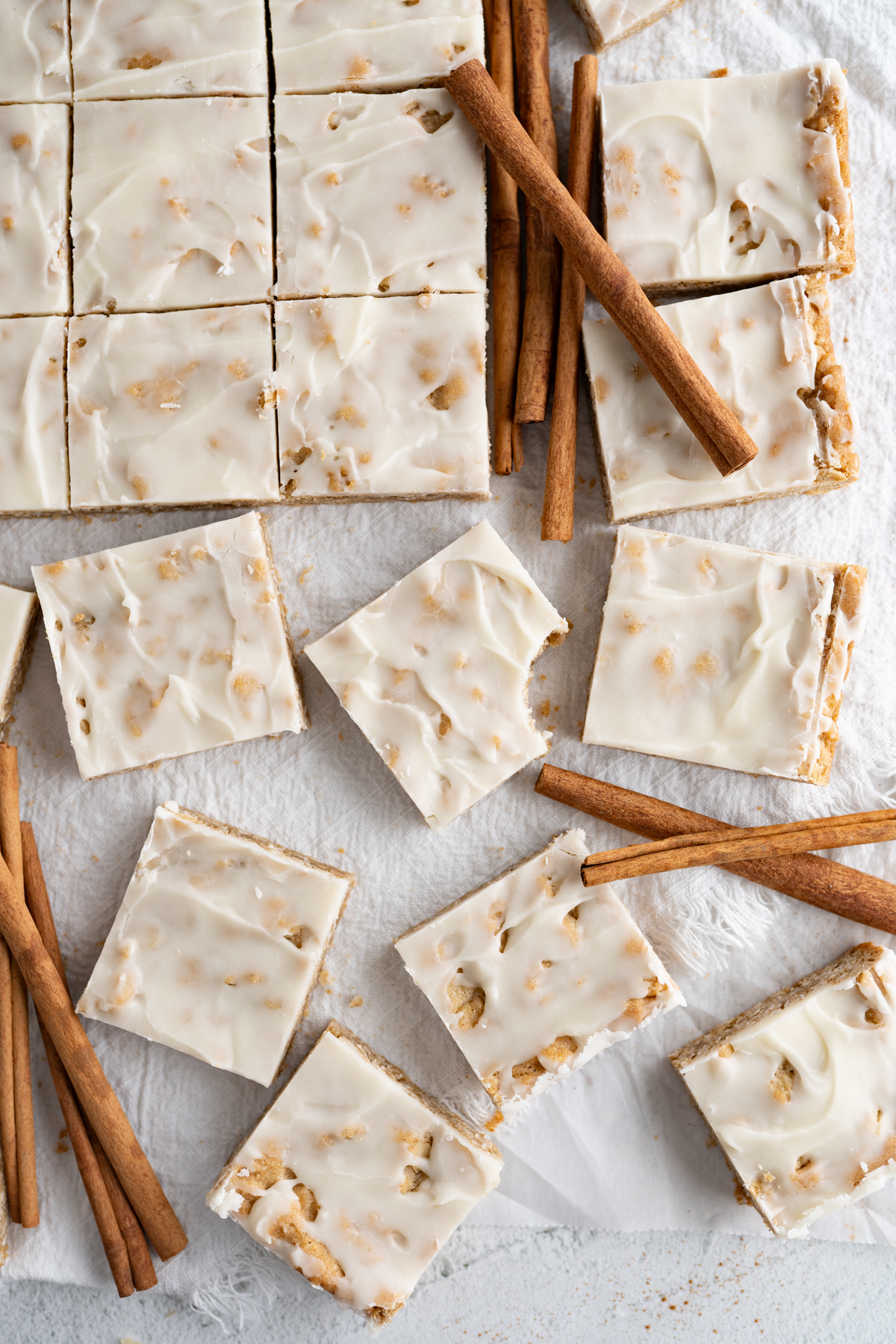 Aerial view of brown sugar oatmeal cookie bars. 