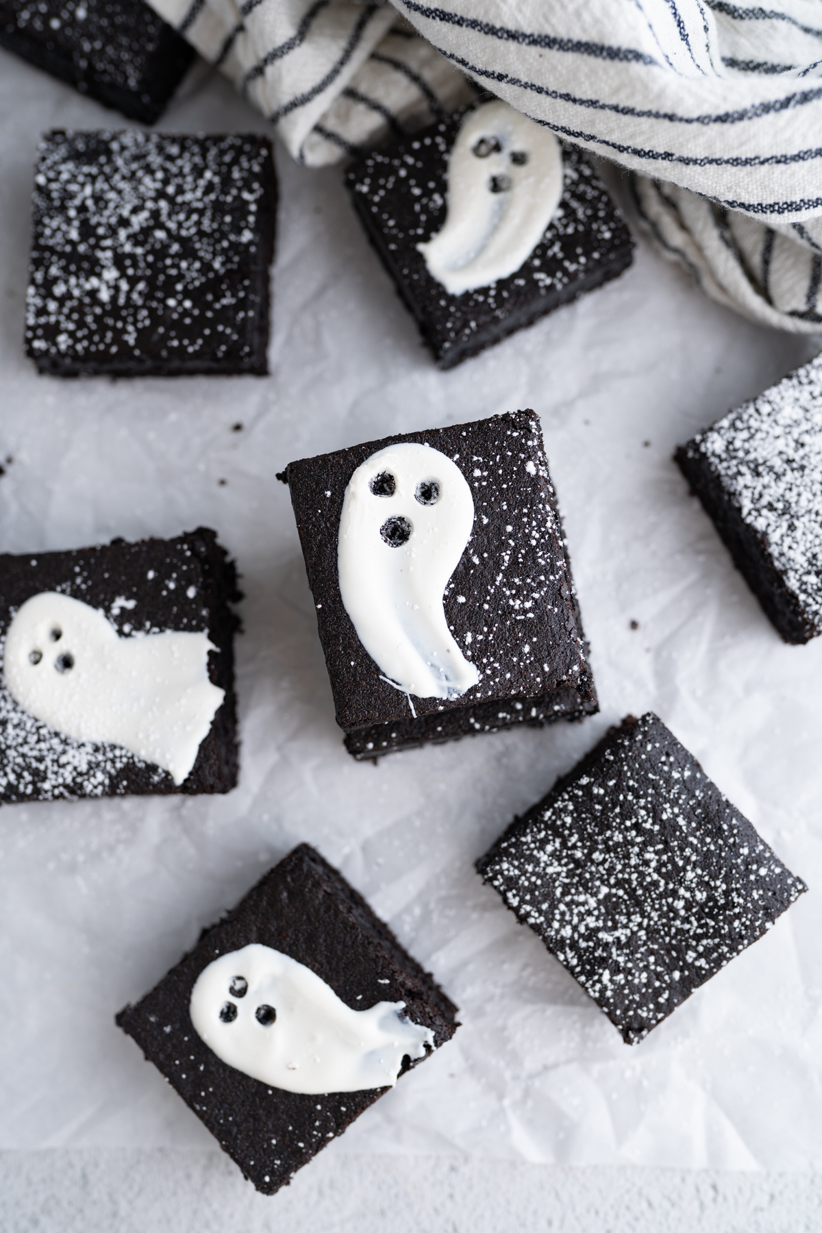 ghost brownies made with black cocoa  