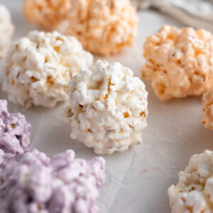Colorful halloween popcorn balls.