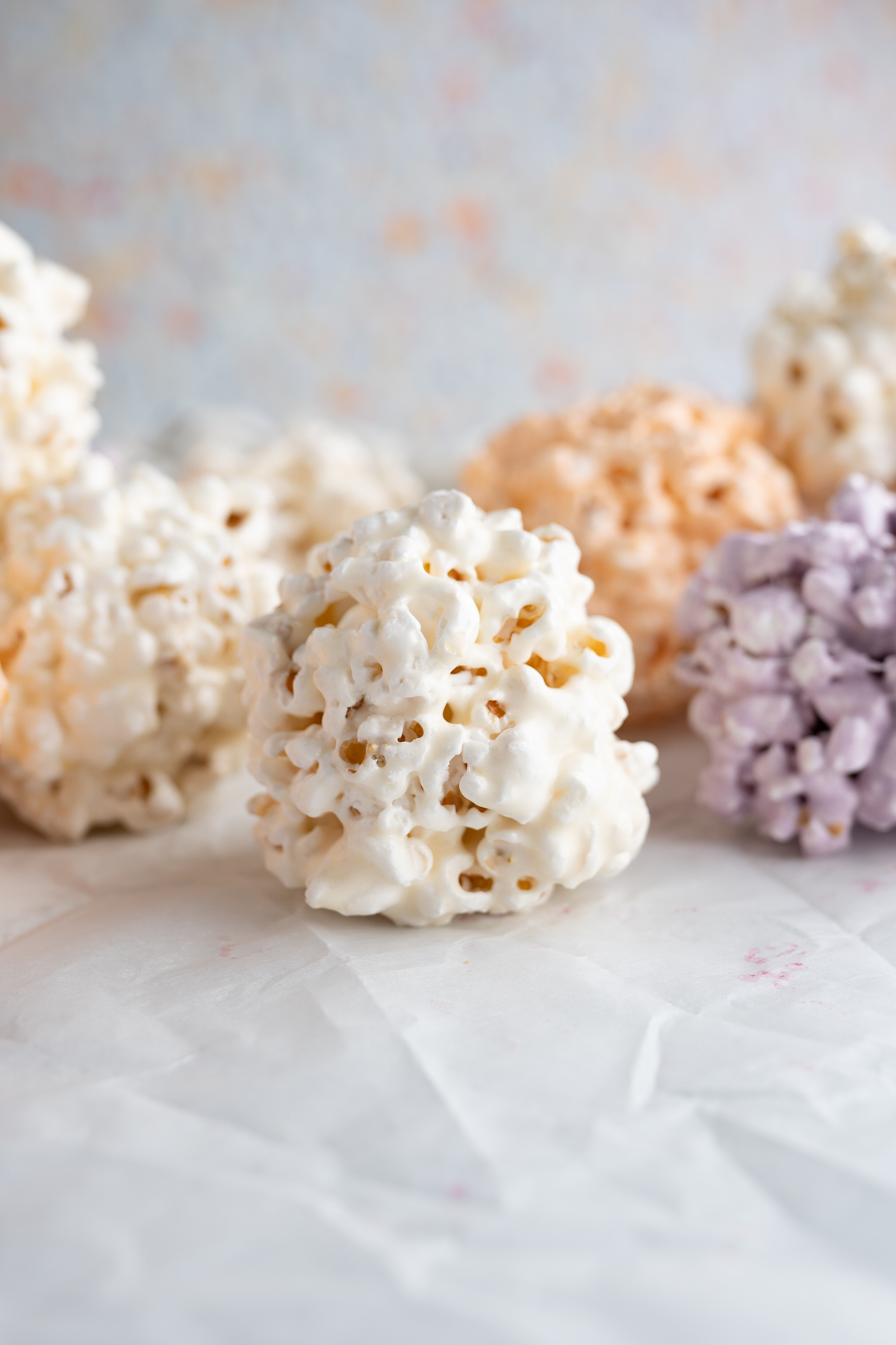 side view of a marshmallow popcorn ball 