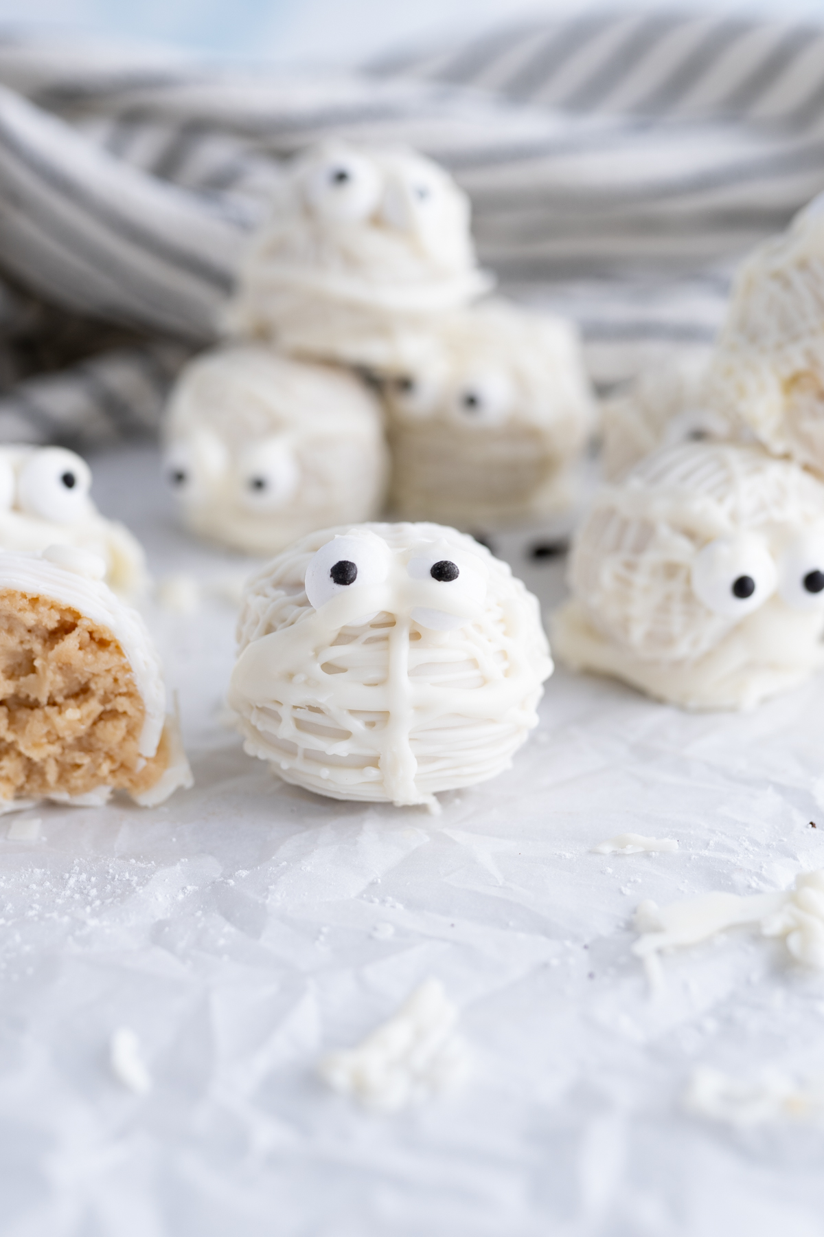 close up of a halloween truffle. 